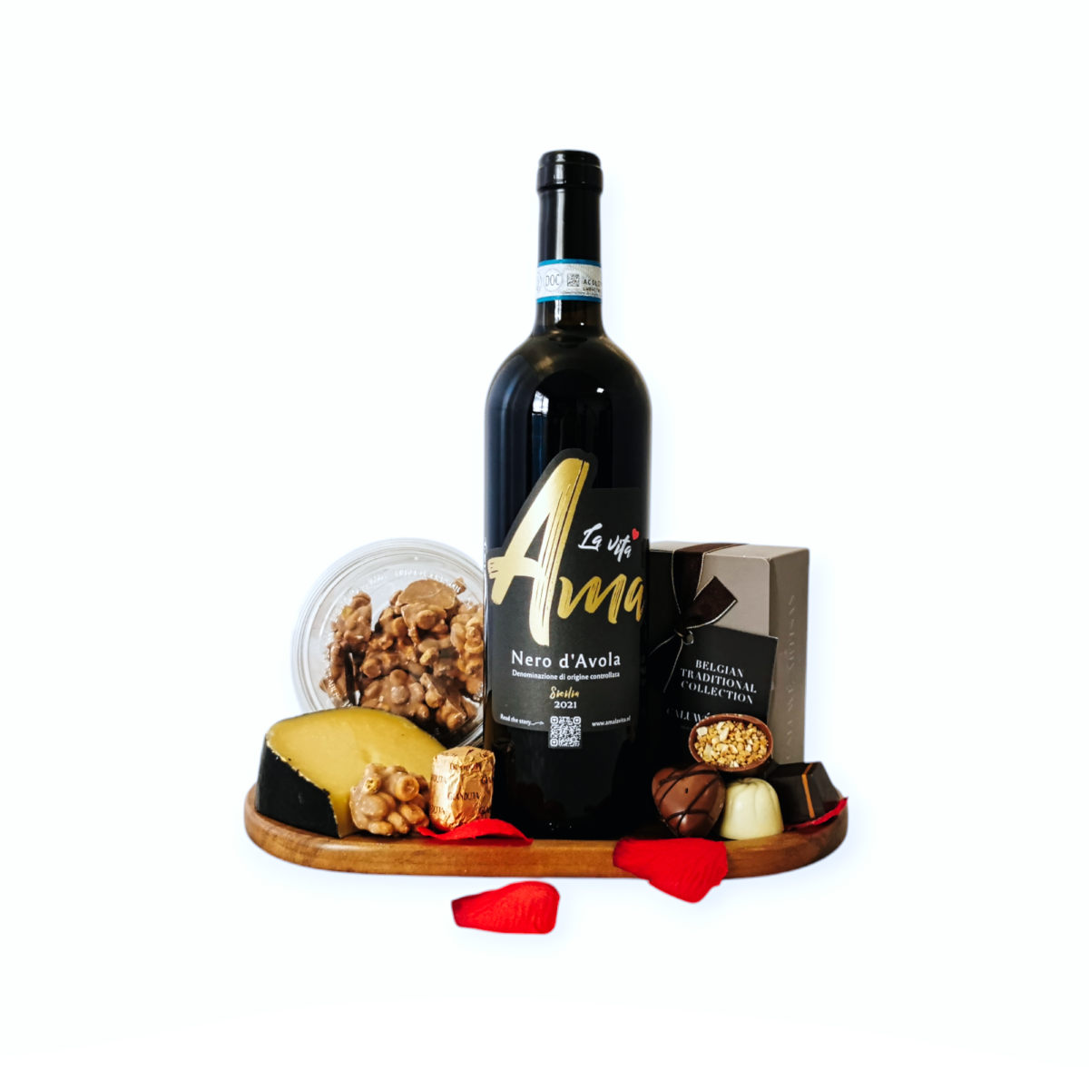 Wijn en chocolade borrelbox