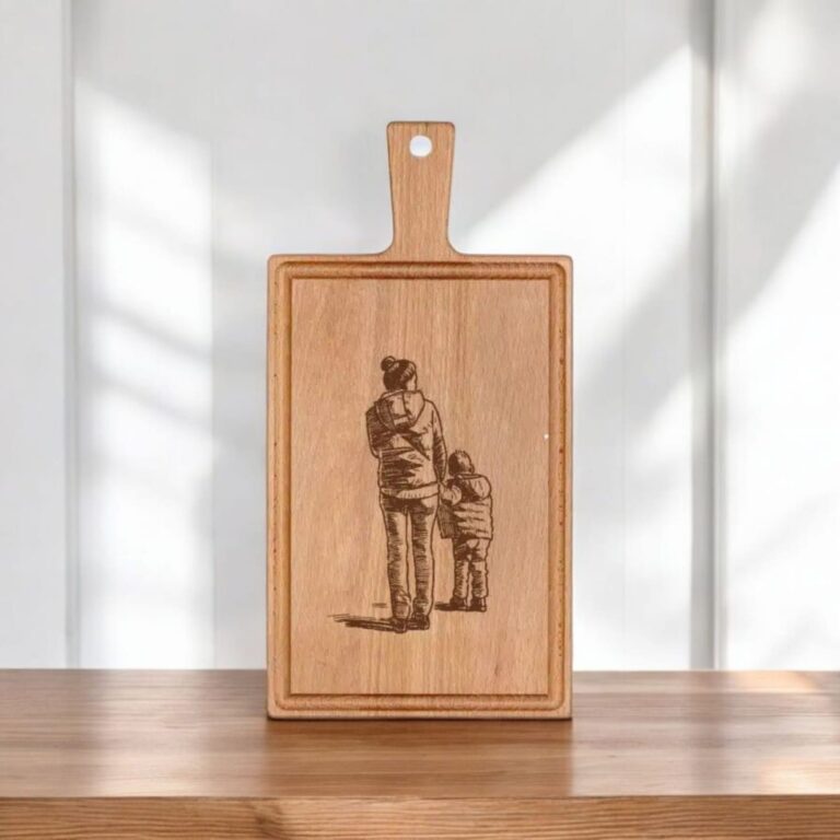 1x borrelplank graveren - zelf ontwerpen - Beuken -  33cm x 16cm