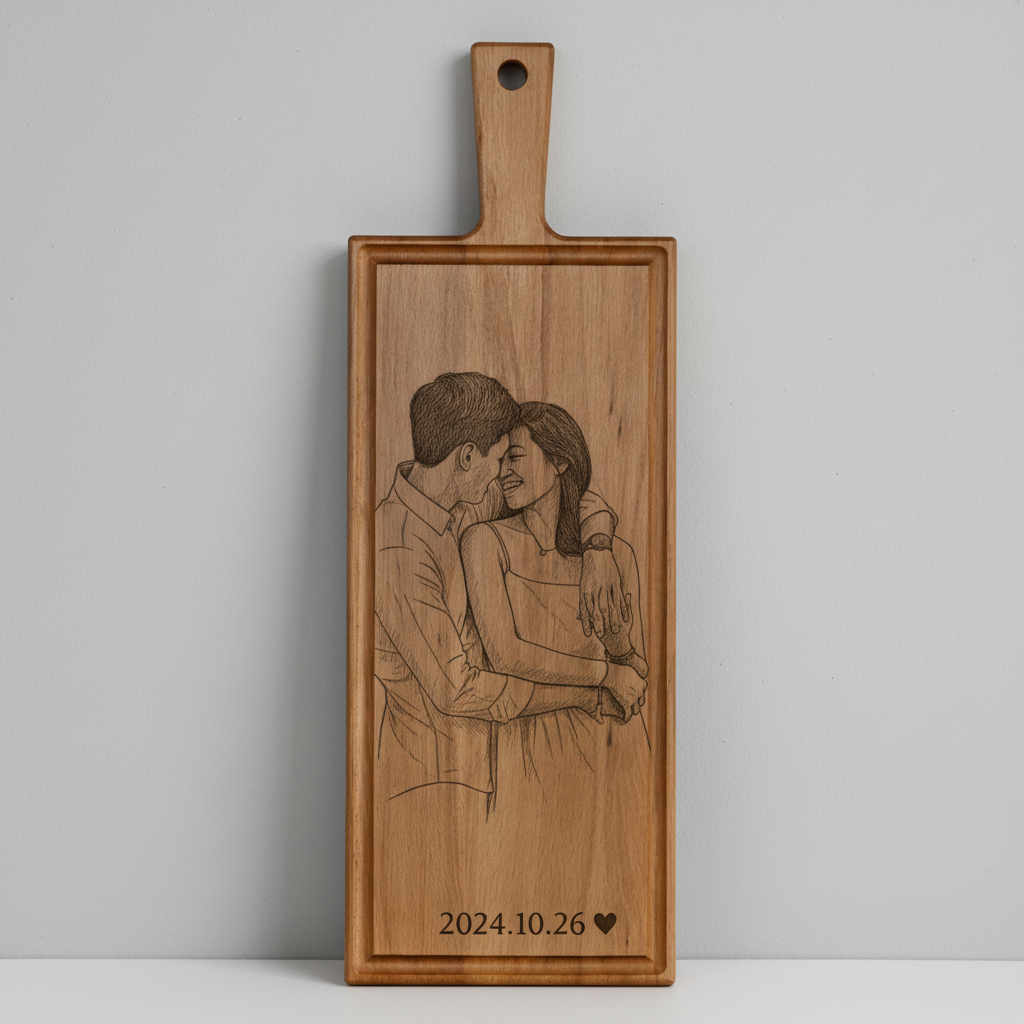 Borrelplank graveren - beuken - 48cm x 17cm - zelf ontwerpen