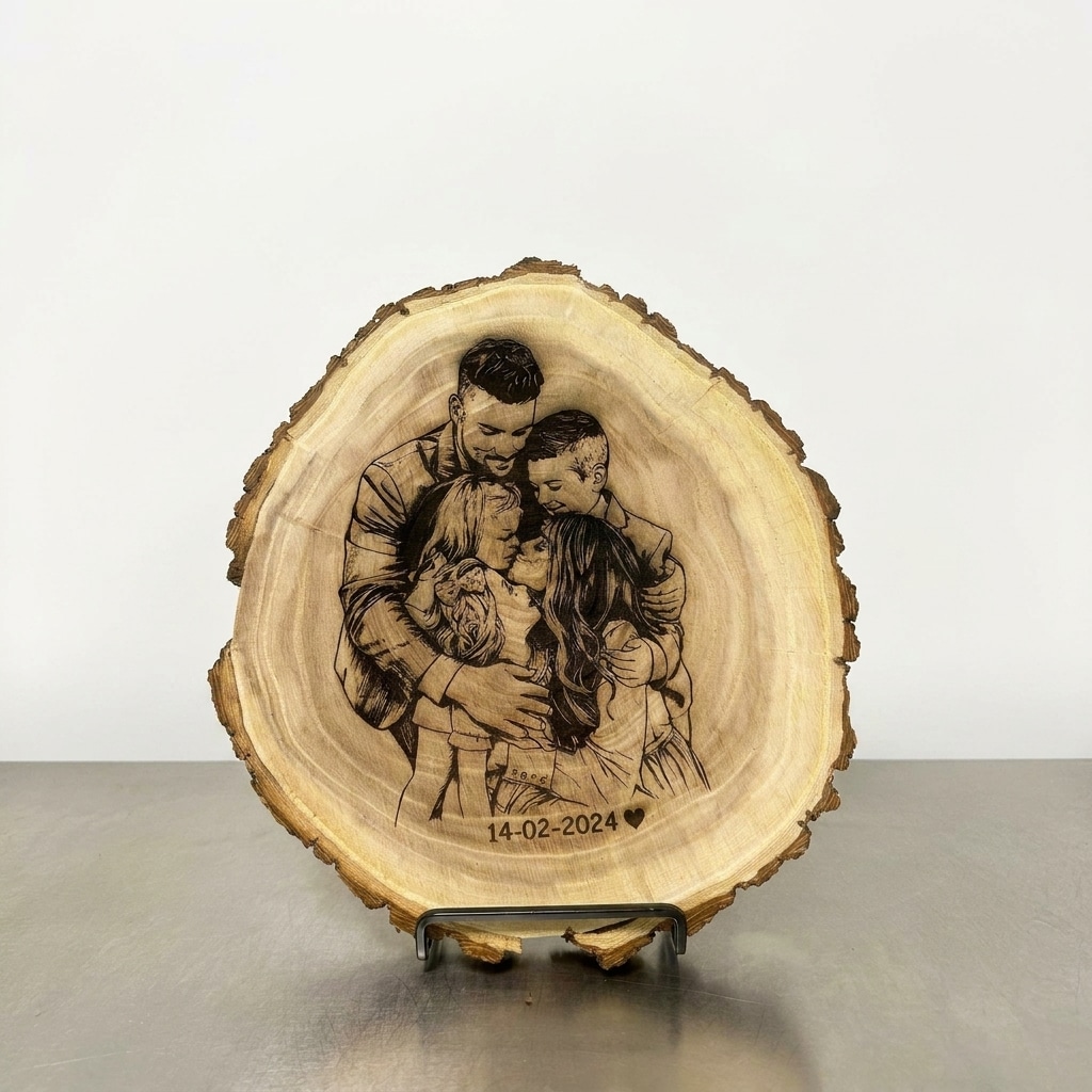 Boomschijf / boomstamschijf graveren – Acaciahout – 24cm – zelf personaliseren